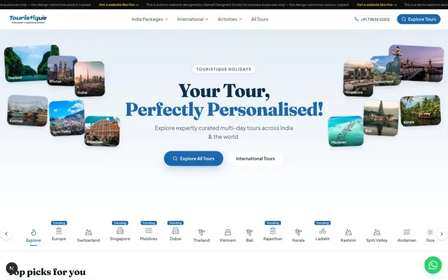 Touristique — Travel & immigration agency website design