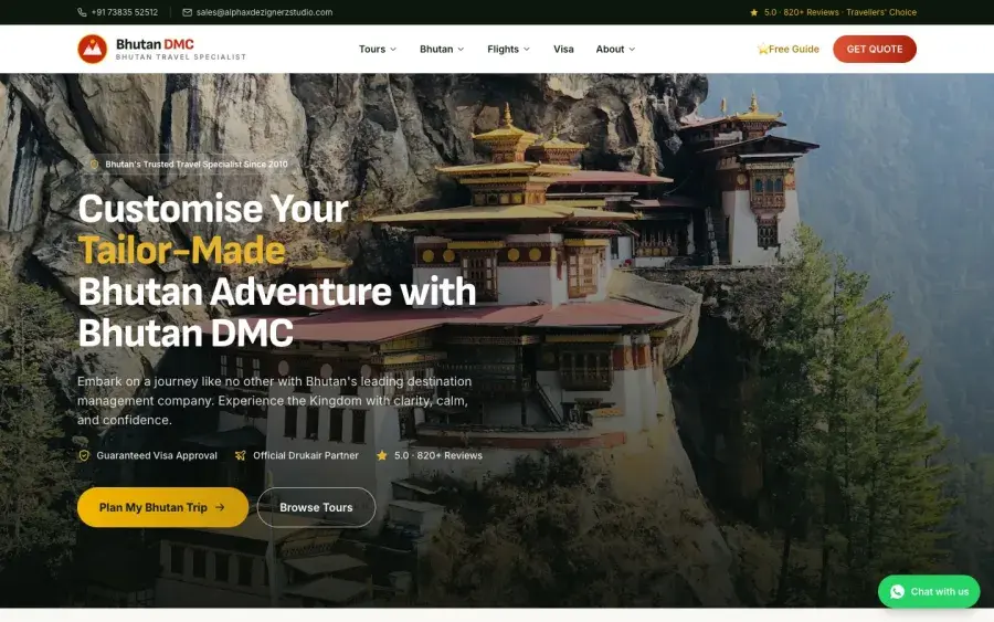 Bhutan DMC — Destination management company website design