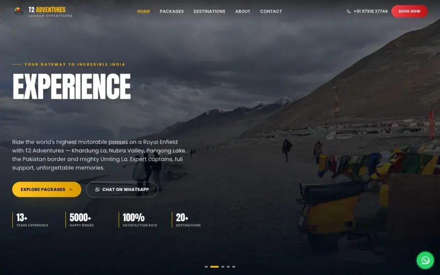 T2 Adventures — Motorcycle expedition operator website design