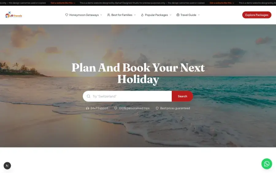 JD Travels — Holiday booking agency website design