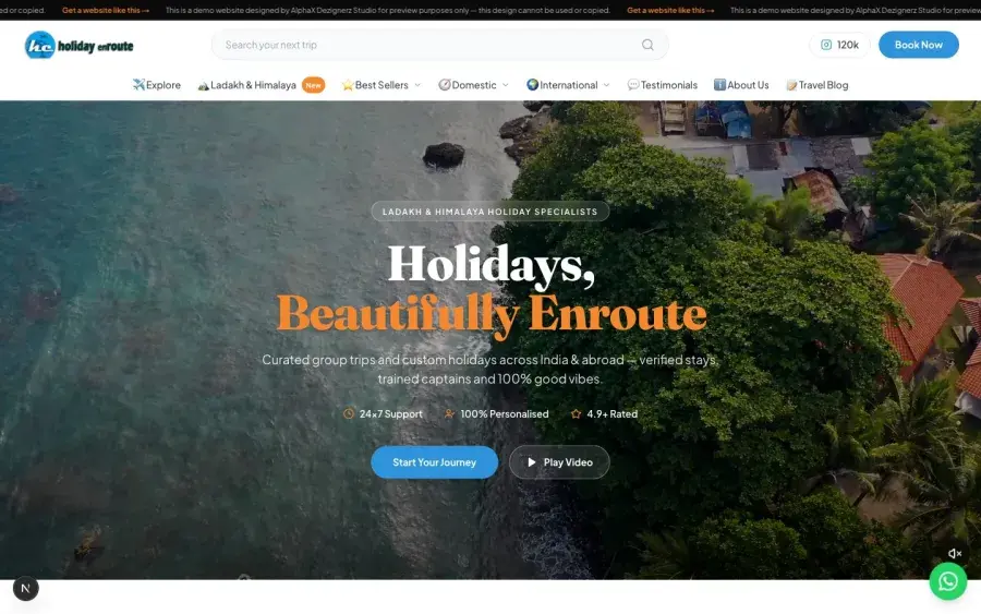 Holiday Enroute — Group trips & curated holidays website design