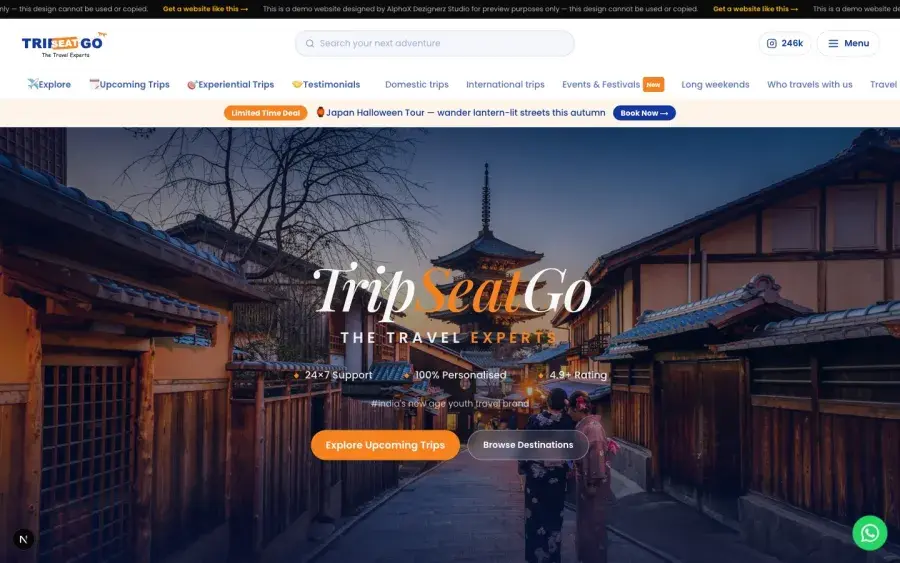 TripSeatGo — Youth & experiential travel website design