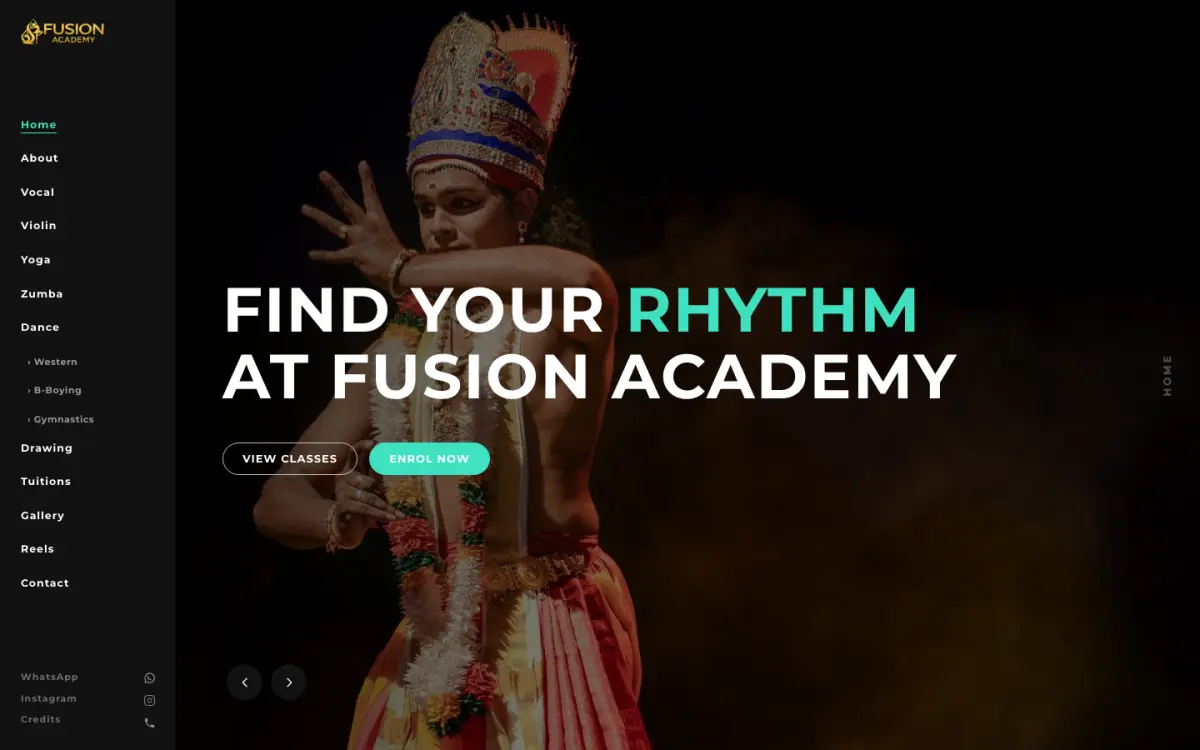 Fusion Academy website homepage